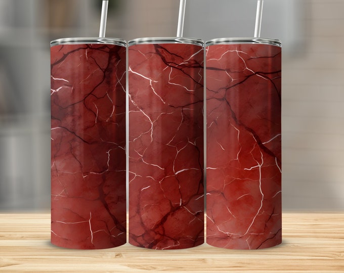 Blood Red Marble 20oz Skinny Tumbler Wrap Sublimation Design, Straight Tapered Wrap png, Red Marble Design, Instant Digital Download PNG