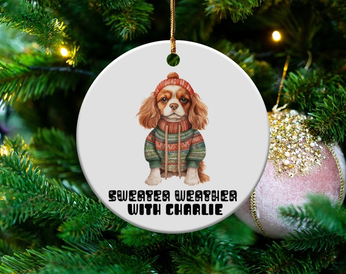 Sweater Weather Custom Pet Name Ornament Personalized Gift Dog Lover Unique Decor Christmas Keepsake Pet Memorial Gift