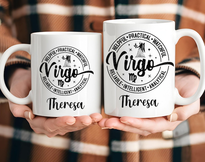 Virgo Zodiac Sign Mug, Astrology Mug with Virgo Traits, Personalized Virgo Gift, Birthday Gift Mug for Virgo, Custom Virgo Mug