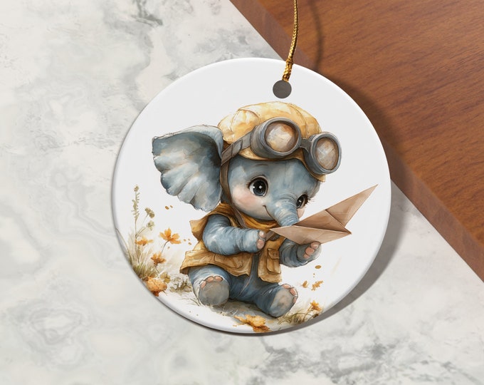 Adorable Baby Elephant With Goggles Ornaments, Christmas Ornament Gift For Son & Daughter, Animal lovers Gift For The Family Friends
