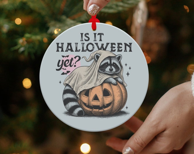 Get your Raccoon Halloween Ornament, Cute Halloween Ornament, Animal Holiday Decor, Custom Halloween Decoration, Trick or Treat Ornament