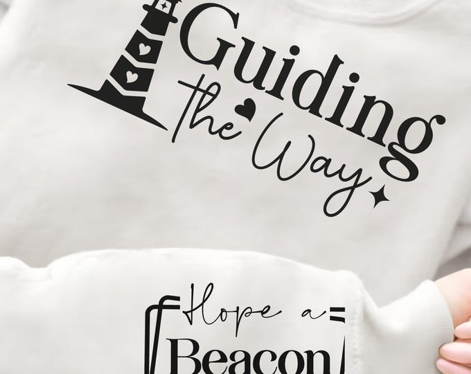 Guiding the Way Religious Sleeve Print Sweatshirt gift for Women's Christian Sweater Faith Comfort Spiritual Apparel Scriptural Catholic