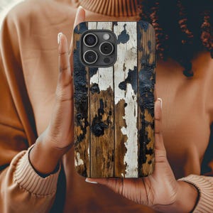 Rustic Vintage Wood iPhone Tough Case, Distressed Wood Grain Pattern, Unique Timber Design, Protective iPhone 16, 15 Case
