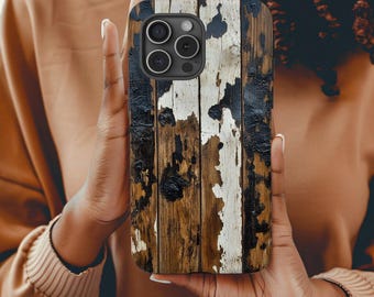 Rustic Vintage Wood iPhone Tough Case, Distressed Wood Grain Pattern, Unique Timber Design, Protective iPhone 16, 15 Case