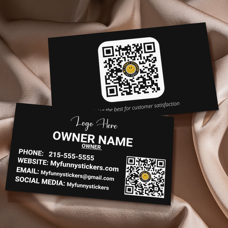 Custom Printed Business Cards, Custom QR Code, Double-sided Printed ...