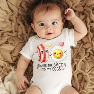 Cute Baby Bodysuit, Bacon and Eggs Design, Funny Baby Outfit, Adorable Baby Shower Gift, Unisex Baby Clothing, You&#39;re the Bacon to My Eggs