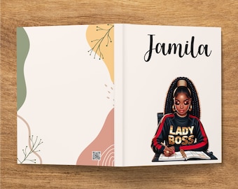 Boho Personalized Journal Hardcover, Custom Notebook for Black Women, Gift for Her, Mothers Day Gift, Boho Gratitude Journal gift for Women