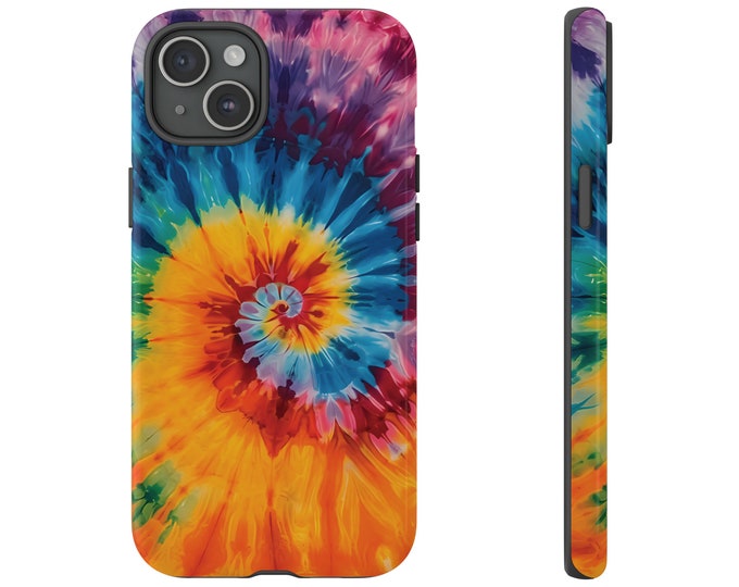 Vibrant Spiral Tie Dye iPhone Case - Customized Colorful Protective Phone Cover for iPhone 15,14,13,Pro,Max,Mini - Unique Artistic Gift