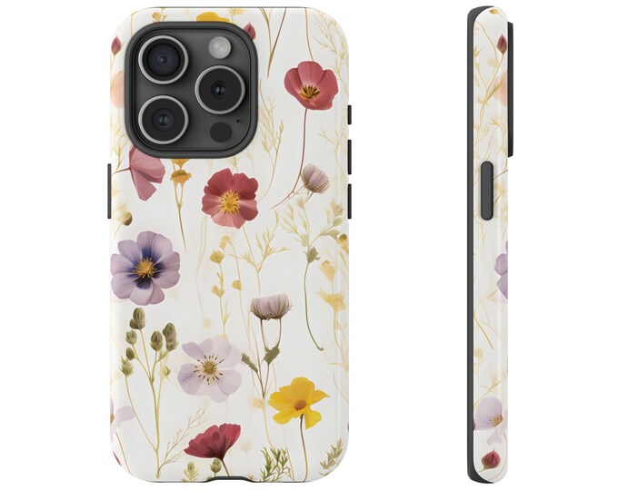 Trendy Real Pressed Flower Phone Case for iPhone 15 14 13 Pro Max Plus Case, Samsung Galaxy S23 S24 Ultra case, Google Pixel 8 7 Pro case