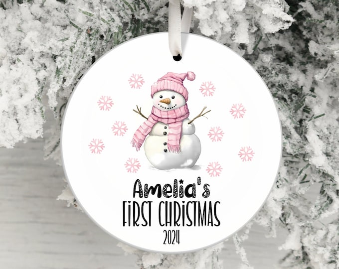 baby first christmas ornament, snowman christmas ornament, baby's first holiday decor, personalized christmas keepsake, baby's first