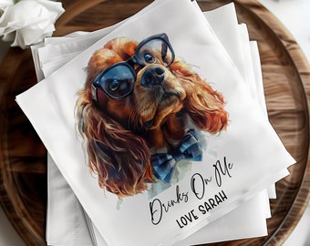 Custom Pet Cocktail Napkins, Personalized Dog Wedding Napkins, Custom Pet Portrait Napkins, Pet Lover Wedding Decor, Pet Cocktail Napkins