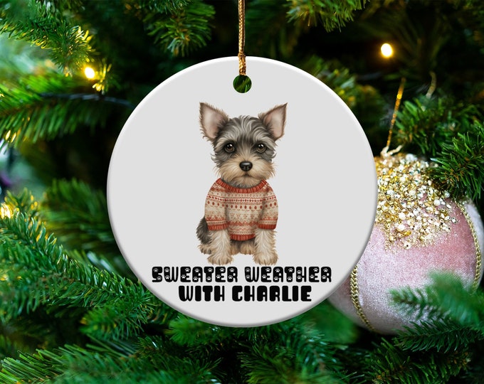 Sweater Weather Custom Pet Name Ornament Dog Christmas Decor Personalized Pet Holiday Decoration Festive Pet Gifts