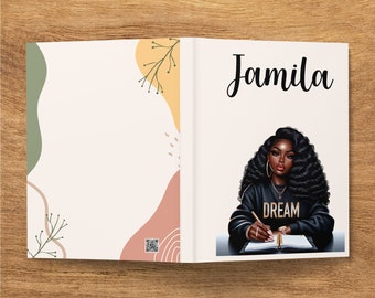 Boho Personalized Journal Hardcover, Custom Notebook for Black Women, Gift for Her, Mothers Day Gift, Boho Gratitude Journal gift for Women