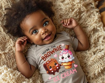 Baby Bodysuit Cute Brownie Ice Cream Printed, Funny Baby Onesie, Baby Shower Gift, Adorable Baby Clothes, Infant Bodysuit