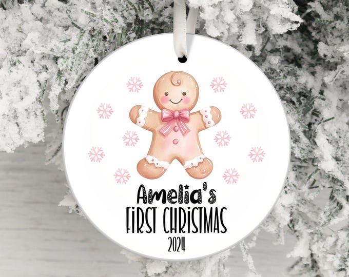 baby first christmas ornament, gingerbread man christmas decoration, personalized baby christmas ornament, baby's first christmas ornament