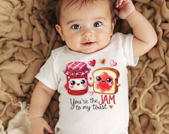 Cute Baby Bodysuit You're the Jam to My Toast Bodysuit Baby Shower Gift Fun Baby Clothes Adorable Bodysuit