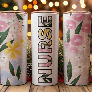 Nurse Tropical Pattern 20oz Skinny Tumbler Wrap Sublimation Design, Straight and Tapered Wrap, Instant Download, Nurse Mom Gift for Mothers image 7