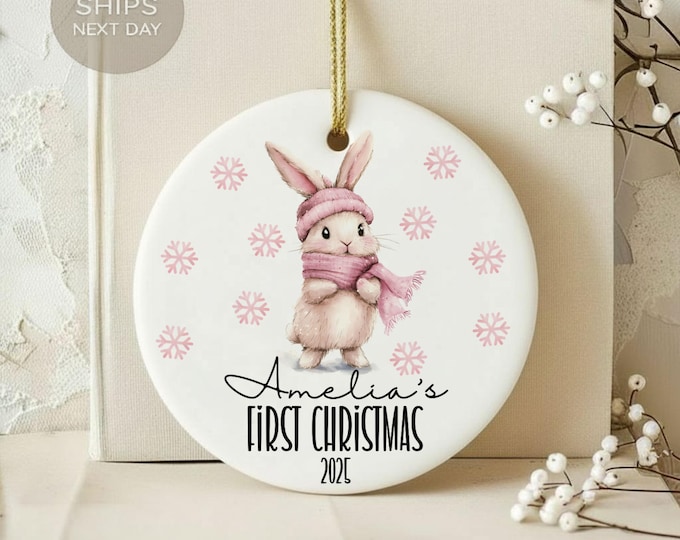 Personalized Baby First Christmas Ornament, Bunny Ornament, Custom Name Ornament, 2024 Ornament, Baby Ornament, New Baby Ornament
