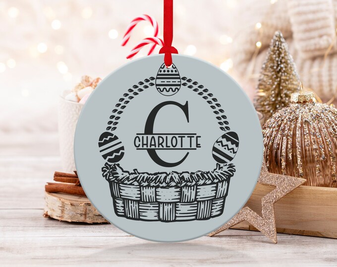 Personalized Name Ornament Gift Basket Custom Monogram Letter Christmas Decoration Holiday Gift Customizable Hanging Ornament Unique Present