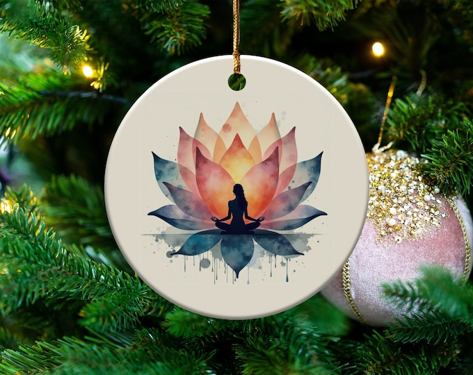 Meditation Lotus Ornament, Spiritual Home Decor, Zen Art Piece, Yoga Studio Decoration, Peaceful Floral Design Gift Idea