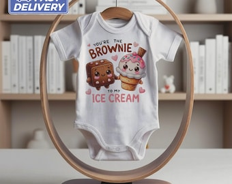 Baby Bodysuit Cute Brownie Ice Cream Printed, Funny Baby Onesie, Baby Shower Gift, Adorable Baby Clothes, Infant Bodysuit