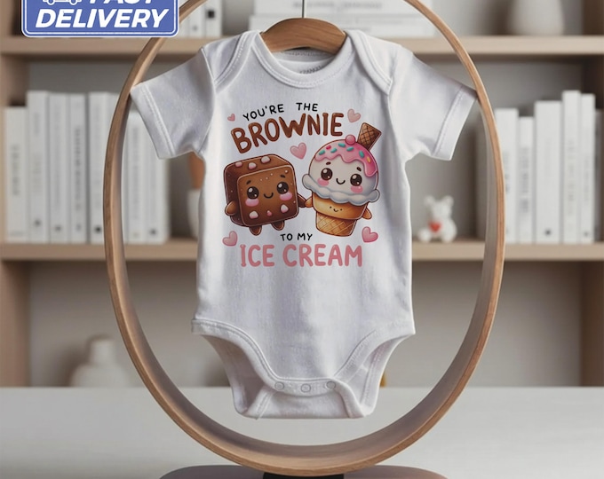 Baby Bodysuit Cute Brownie Ice Cream Printed, Funny Baby Onesie, Baby Shower Gift, Adorable Baby Clothes, Infant Bodysuit