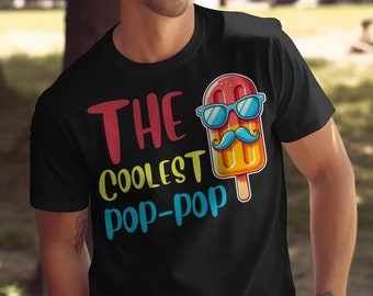 The Coolest Pop-Pop Colorful Ice Treat Four Grandkids T-Shirt, Cute Popsicle Graphic Tee, Fun Summer Shirt, Grandkids Popsicle Summer Vibes