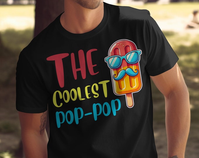 The Coolest Pop-Pop Colorful Ice Treat Four Grandkids T-Shirt, Cute Popsicle Graphic Tee, Fun Summer Shirt, Grandkids Popsicle Summer Vibes