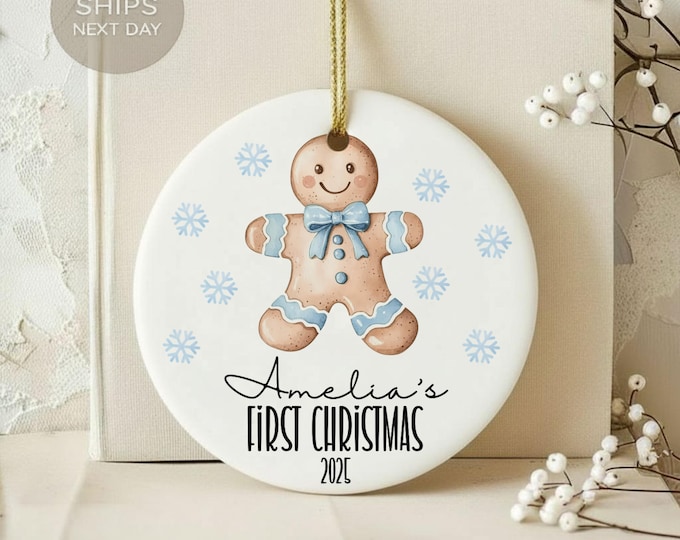 Personalized Ornament, Baby First Christmas, Gingerbread Man, Christmas Gift, Keepsake Ornament, 2024 Ornament, Snowflake Ornament
