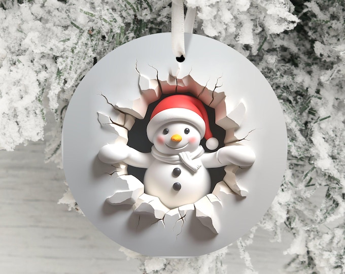 Dual-Sided 3D Effect Christmas 2024 Ornament, Christmas Decoration, Holiday Gift Idea, Heirloom Keepsake, Round Ceramic, Gift Exchange Idea