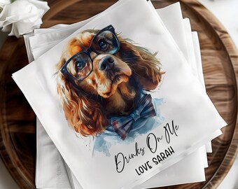 Custom Pet Cocktail Napkins, Personalized Dog Wedding Napkins, Custom Pet Portrait Napkins, Pet Lover Wedding Decor, Pet Cocktail Napkins