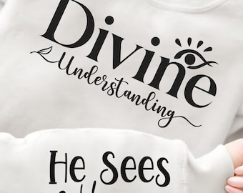 Divine Religious Sleeve Print Sweatshirt gift for Women's Christian Sweater Faith Comfort Spiritual Apparel Scriptural Catholic