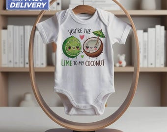 You're the Lime to My Coconut Baby Bodysuit, Cute Tropical Themed Infant Bodysuit, Fun Baby Shower Gift, Gender Neutral Baby Clothes