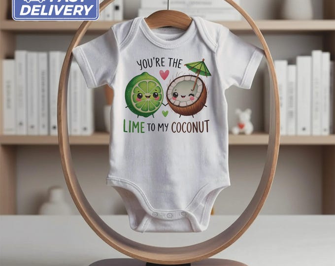 You're the Lime to My Coconut Baby Bodysuit, Cute Tropical Themed Infant Bodysuit, Fun Baby Shower Gift, Gender Neutral Baby Clothes