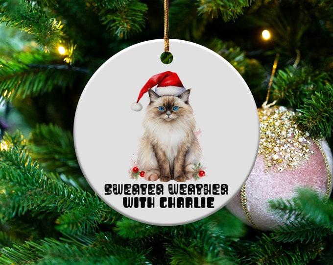 Sweater Weather Ornament Custom Pet Name Ornament Personalized Holiday Decoration Christmas Tree Ornament Pet Lover Gift