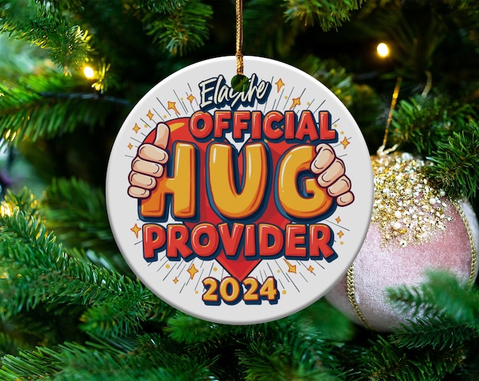 Official Hug Ornament 2024, Perfect Gift for Friends Family, Unique Keepsake, Whimsical Decoration, Fun Holiday Decor