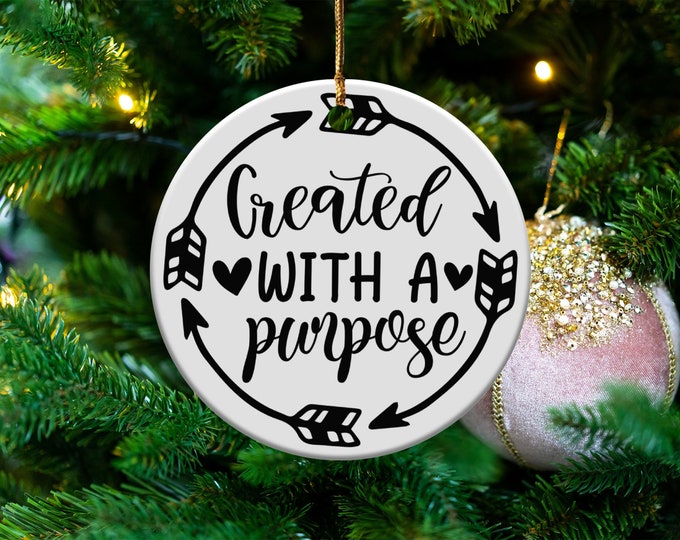 Inspirational Arrow Wall Art, Created With A Purpose Decor, Motivational Home Decor, Office Wall Hanging, Positive Quote Sign