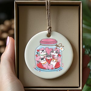 Cats in a Jar Ornament, Heart Ornament, Cute Cats, Cat Lover Gift, Kawaii Ornament, Valentine Ornament, Pet Ornament