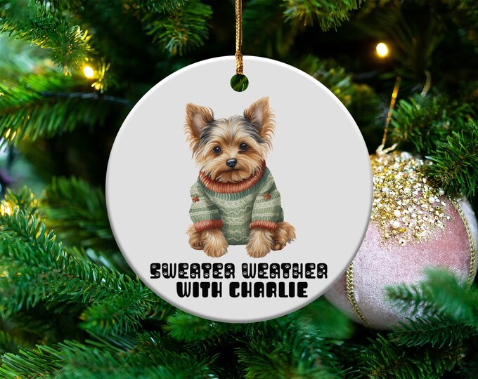 Sweater Weather Custom Pet Name Ornament, Personalized Pet Christmas Decoration, Pet Lover Gift, Pet Memory Keepsake, Pet Ornament