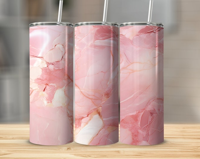 Pink 20oz Skinny Tumbler Wrap Sublimation Design, Pink Marble Digital Download, Straight and Tapered Wrap PNG, Instant DIY Tumbler Template
