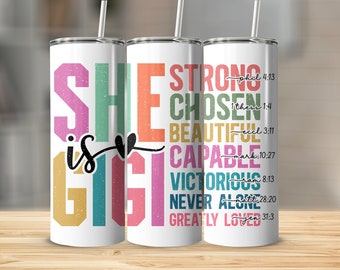 Gigi Inspirational 20oz Tumbler Wrap Design: Motivational Sublimation Graphic (Digital Download)