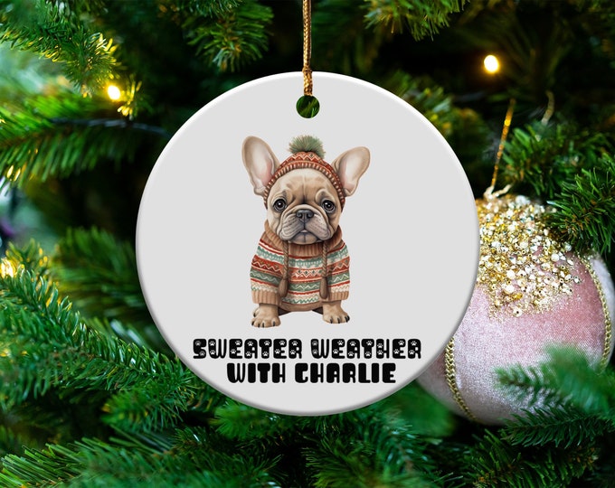 Sweater Weather Custom Pet Name Ornament Cute Pet Ornament Personalized Christmas Ornament Pet Lover Gift Custom Pet Decoration