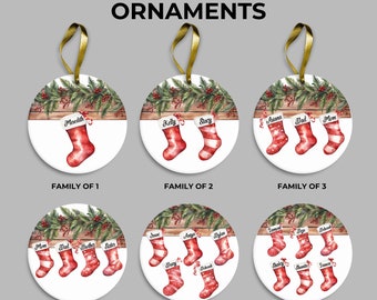Christmas Ornaments Personalized Family, Family of 2, 3, 4, 5, 6 Ornament, Custom Family Stocking Ornament With Name Xmas Keepsake Gift 2024