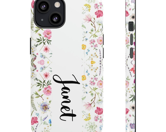 Trendy Personalized iPhone, Samsung, Google Case Case featuring Floral Design for iPhone 15, 14, 13, Mini, Pro, Pro Max, Plus, Custom Floral