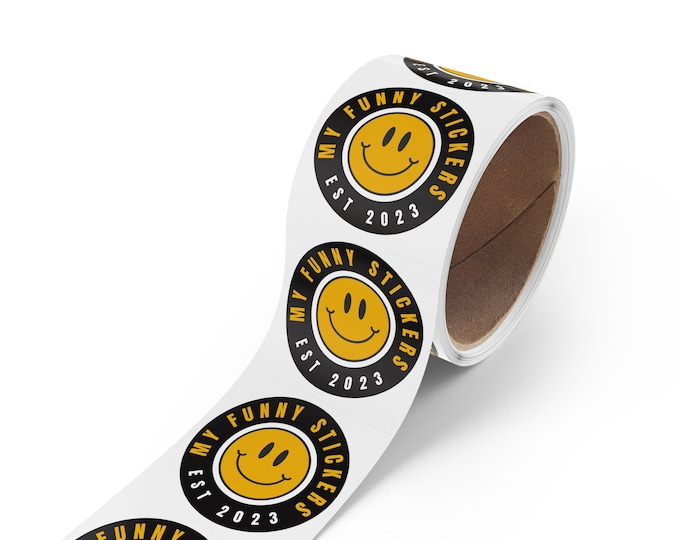 Custom Brand Logo Sticker Rolls for Businesses, Personalized Logo Labels Stickers in 1-2 Inch Size Options, Quantities from 50, 100, 250 Pcs
