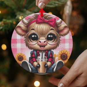 Leuk ornament hooglandkoe, decor hooglandkoe, schattig koeornament, cadeau koeliefhebber, ornament hooglandvee voor thuis