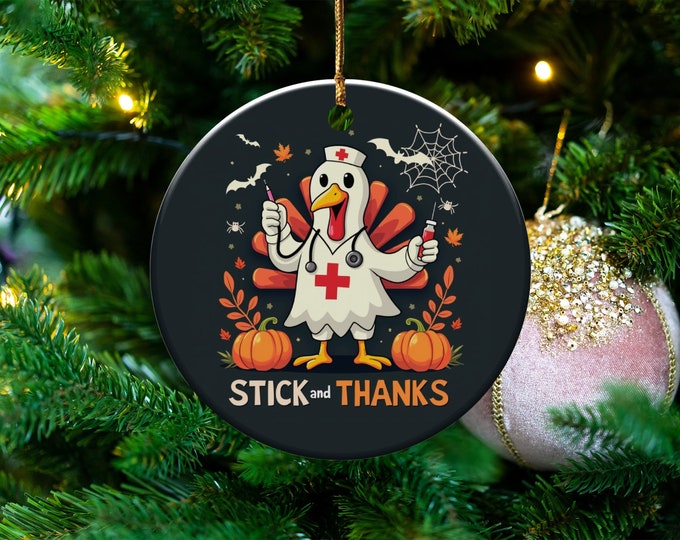 Halloween Nurse Turkey Ornament, Funny Thanksgiving Decoration, Cute Turkey Nurse Art, Fall Holiday Decor, Nurse Appreciation Gift