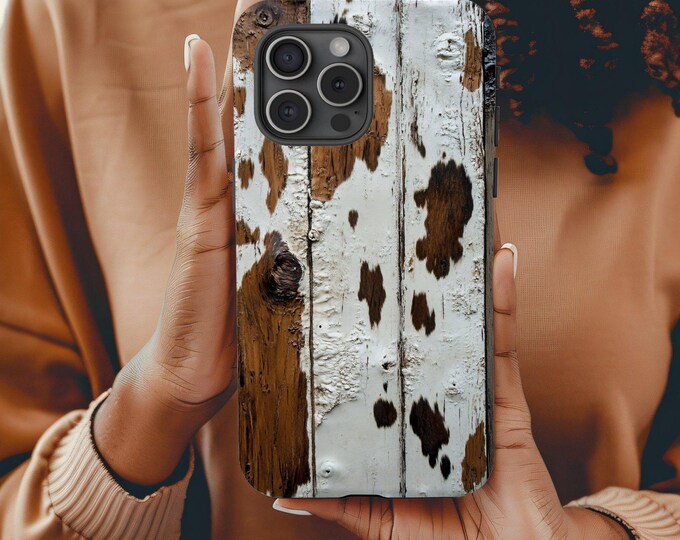 Rustic Wooden Planks iPhone Tough Case 16 15, Weathered Distressed Wood Print iPhone Case, Unique Vintage Look iPhone Case Cover