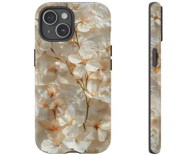Trendy iPhone Case featuring Floral Design for iPhone 15, 14, 13, Mini, Pro, Pro Max, Plus, Floral Phone For Mom, Pressed Flowers Phone Case