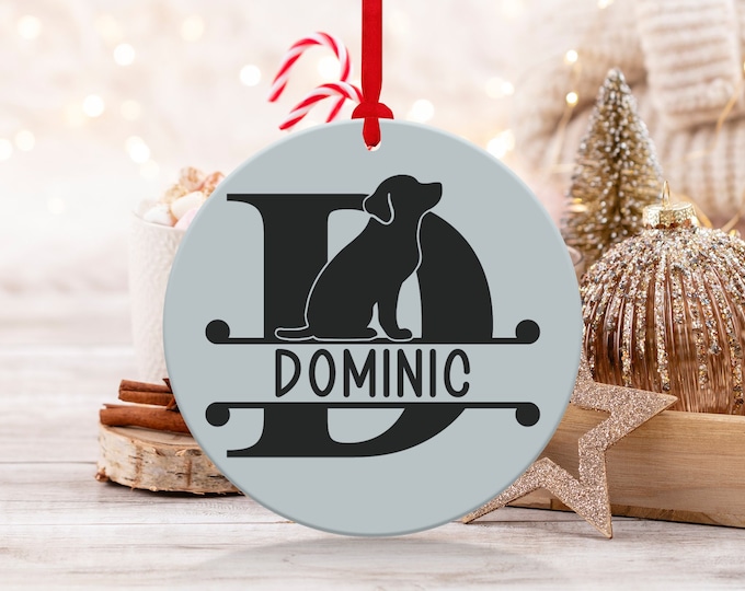 Custom Monogram Dog Letter With Custom Name Ornament Personalized Christmas Gift Dog Lover Name Decoration Tree Hanging Decor Pet Lover Gift